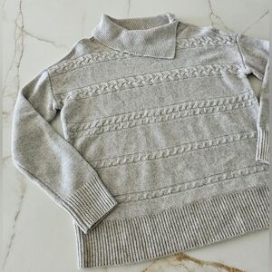 Rachel Zoe True Flint Heather Split Neck 100% Cashmere Sweater Sz M Gray